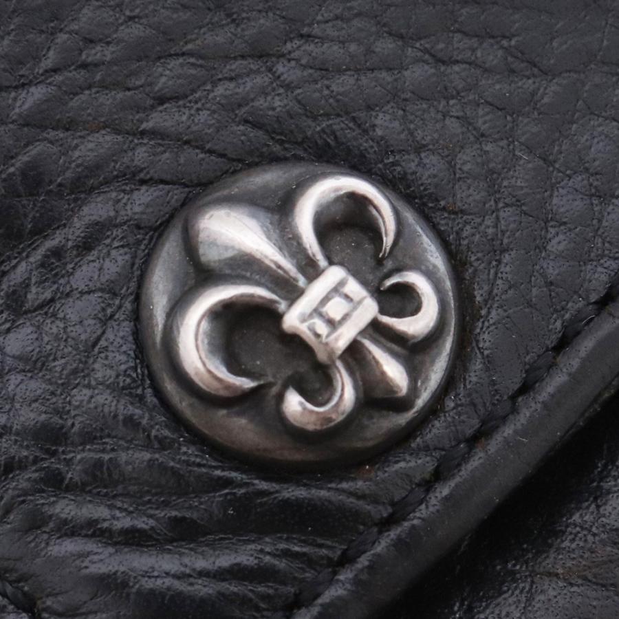CHROME HEARTS クロムハーツ３フォールド ウォレット フレアボタン CHROME HEARTS 3フォールド ウォレット ブラック ヘビーレザー