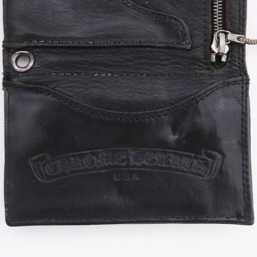 CHROME HEARTS 3フォールド ウォレット ブラック ヘビーレザー クロム