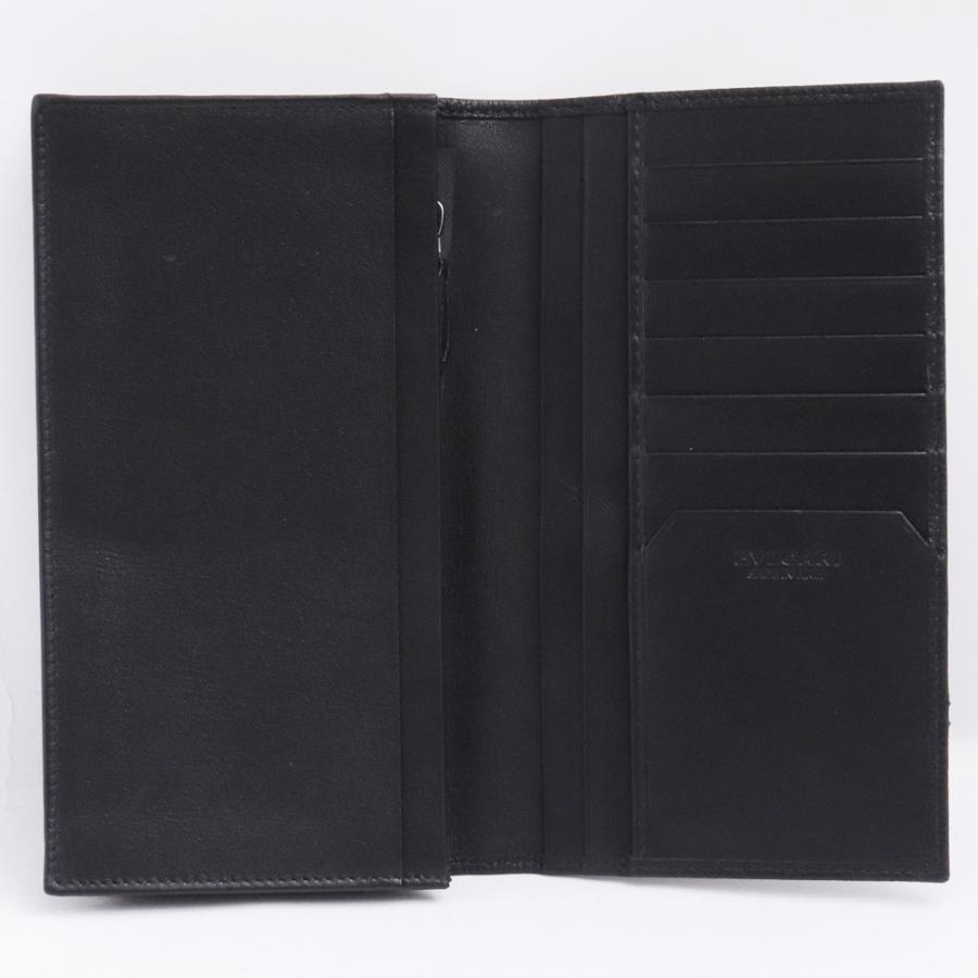 BVLGARI 二つ折り長財布 オクト ブラック 36966 ブルガリ 型押しロゴ  