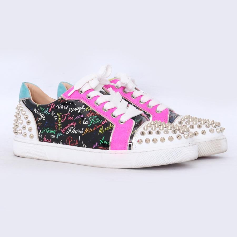 CHRISTIAN LOUBOUTIN パテントスタッズローカットスニーカー サイズ37 
