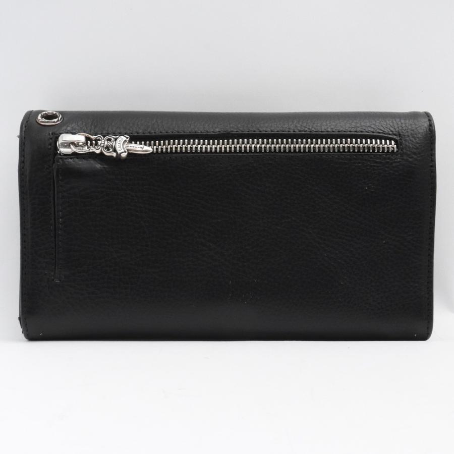 未使用 CHROME HEARTS ウェーブウォレット クロスボタン ブラック 