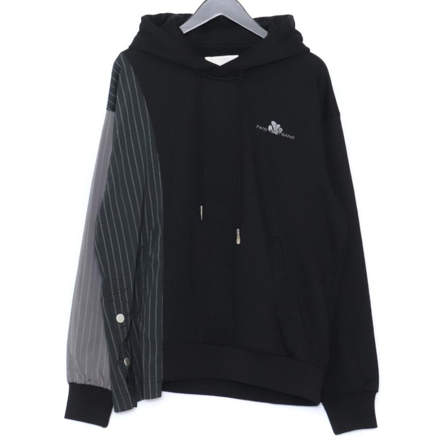 FENG CHEN WANG Ripped Patchwork Hoodie Sサイズ ブラック FMS15HD04 