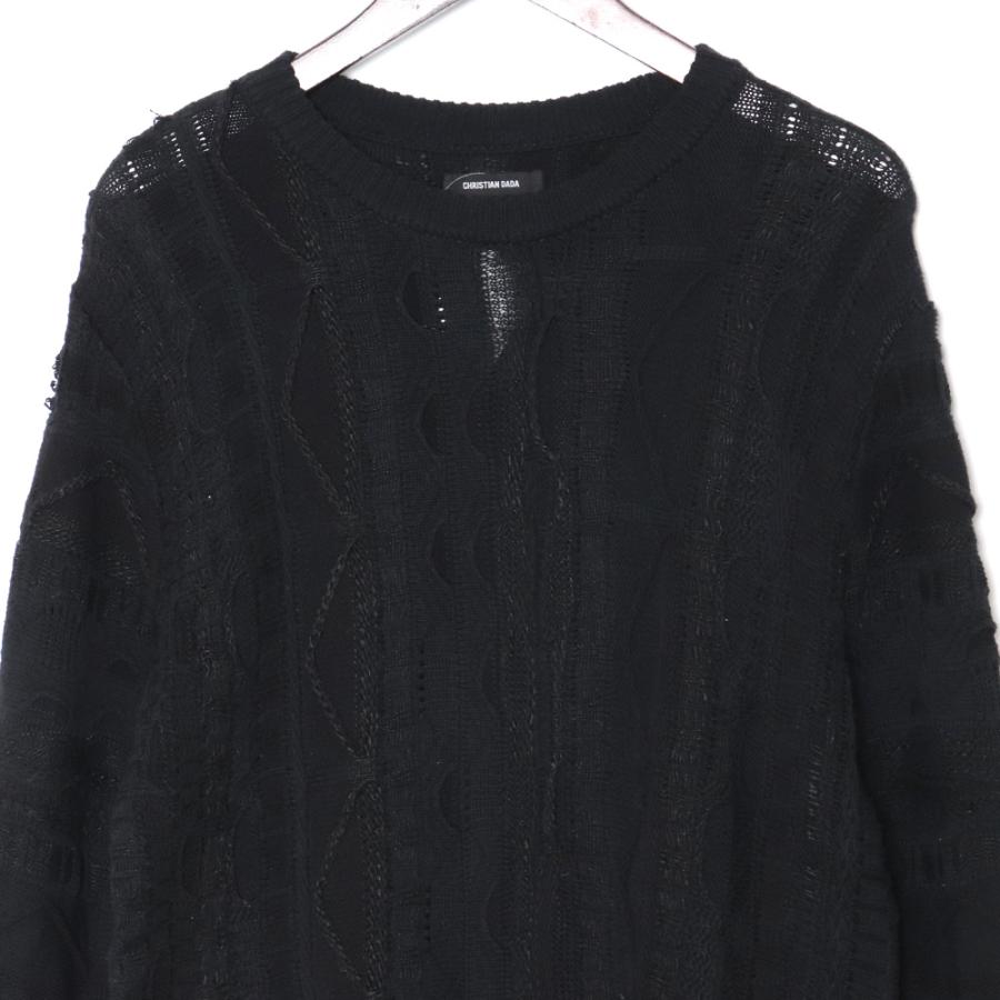 CHRISTIAN DADA 17SS クルーネックケーブルニット サイズ48 ブラック 