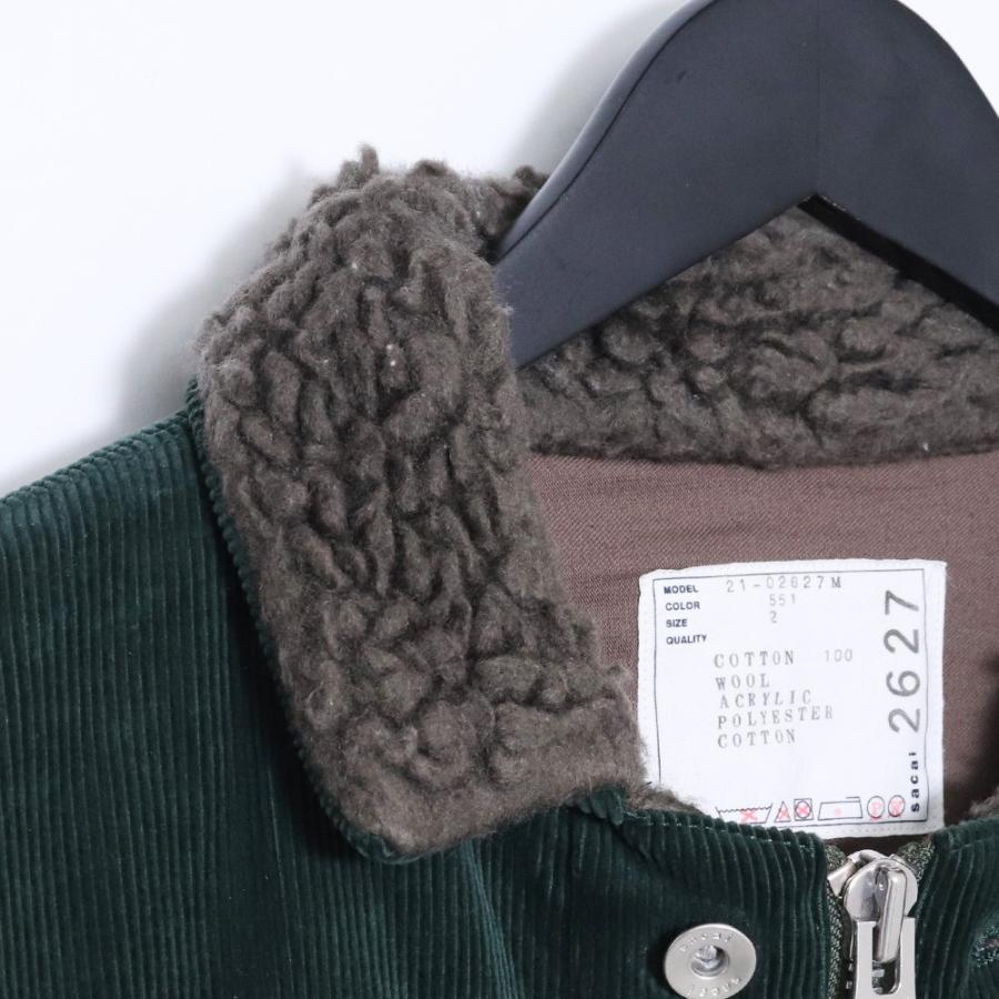 SACAI CORDUROY ZIP BLOUSON サイズ2 グリーン 21-02627M サカイ