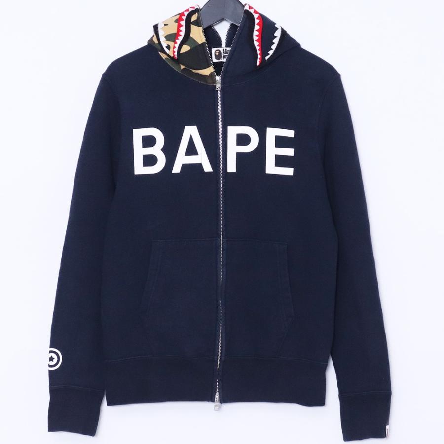 A BATHING APE SHARK FULL ZIP HOODIE Sサイズ ネイビー 001ZPC801014X  
