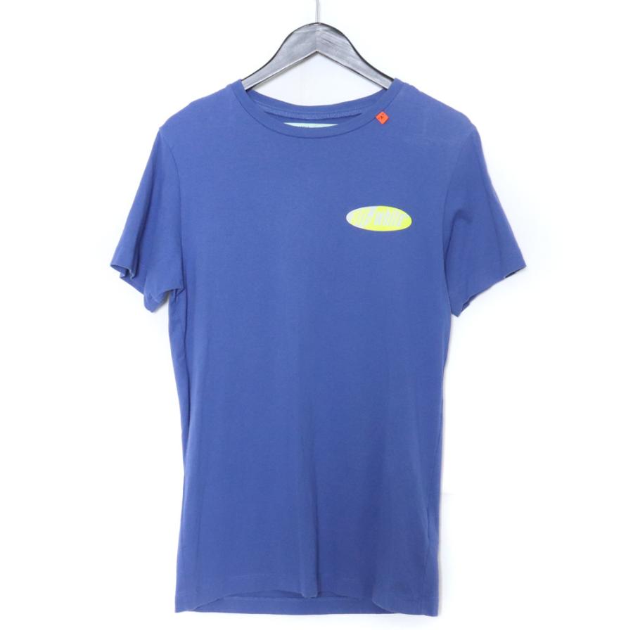 OFF-WHITE / 19SS/SPLIT LOGO S／S/Tシャツ/XS/コットン/BLU/OMAA038S19185006 OFF-WHITE スプリットロゴプリントTシャツ XSサイズ ブルー