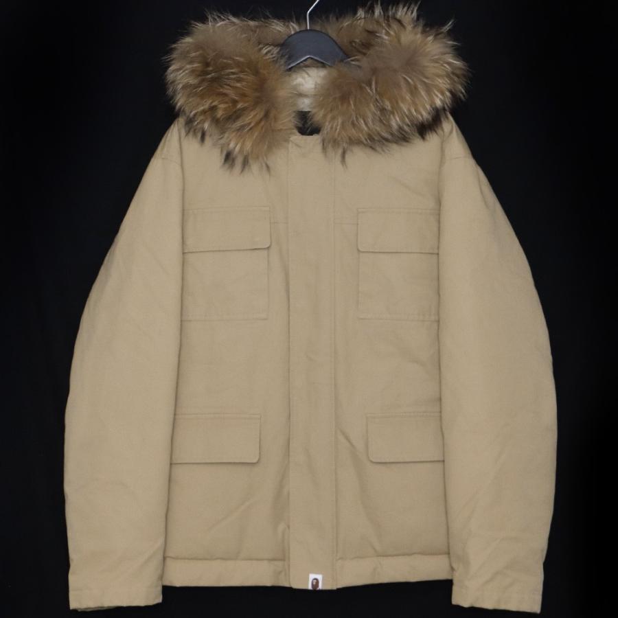 A BATHING APE FUR HOODED DOWN JACKET Mサイズ ベージュ アベイシング 