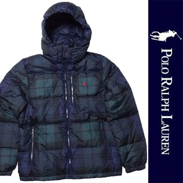 新品 POLO RALPH LAUREN BOYS DOWN JACKET ポロ ラルフローレン ダウンジャケット チェック ネイビー グリーン ビッグポニー ボーイズ メンズ 刺繍 XL 正規品