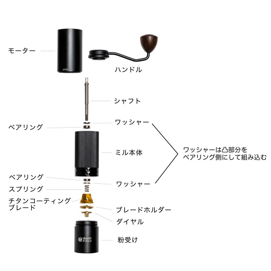 GRAND FIELD EMコーヒーミル 電動・手動2通り使える チタン