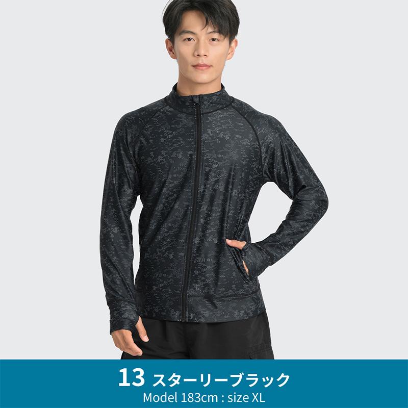 LEISURE SPORT ファスナー付 ポケット ラッシュガード メンズ 長袖