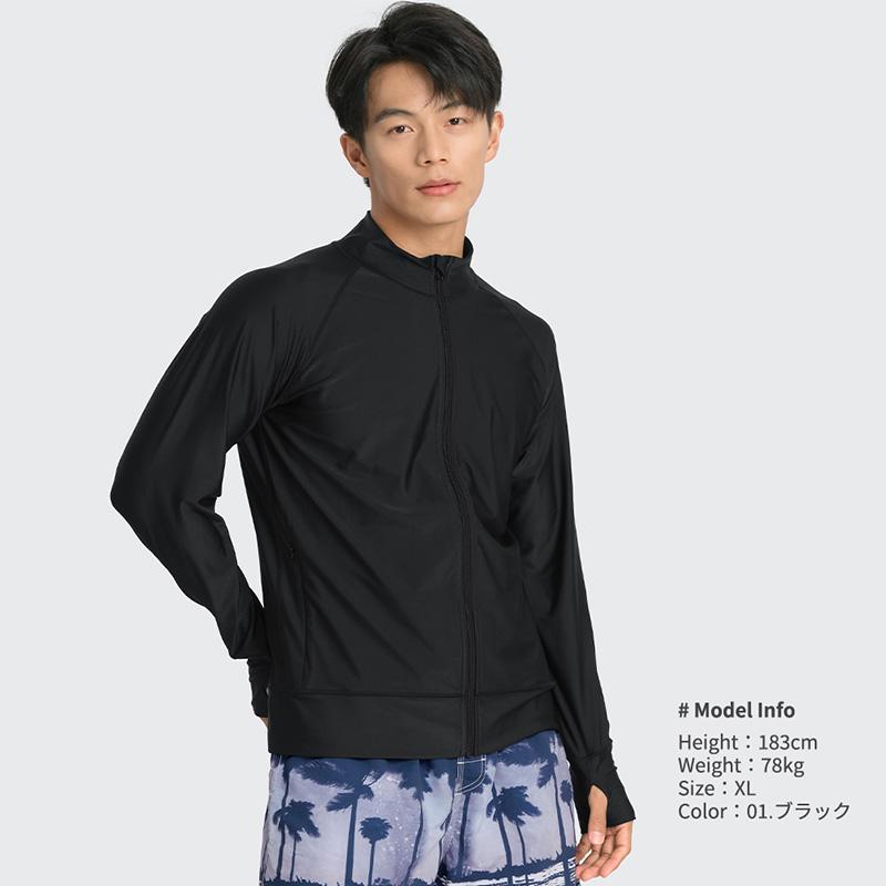 LEISURE SPORT ファスナー付 ポケット ラッシュガード メンズ