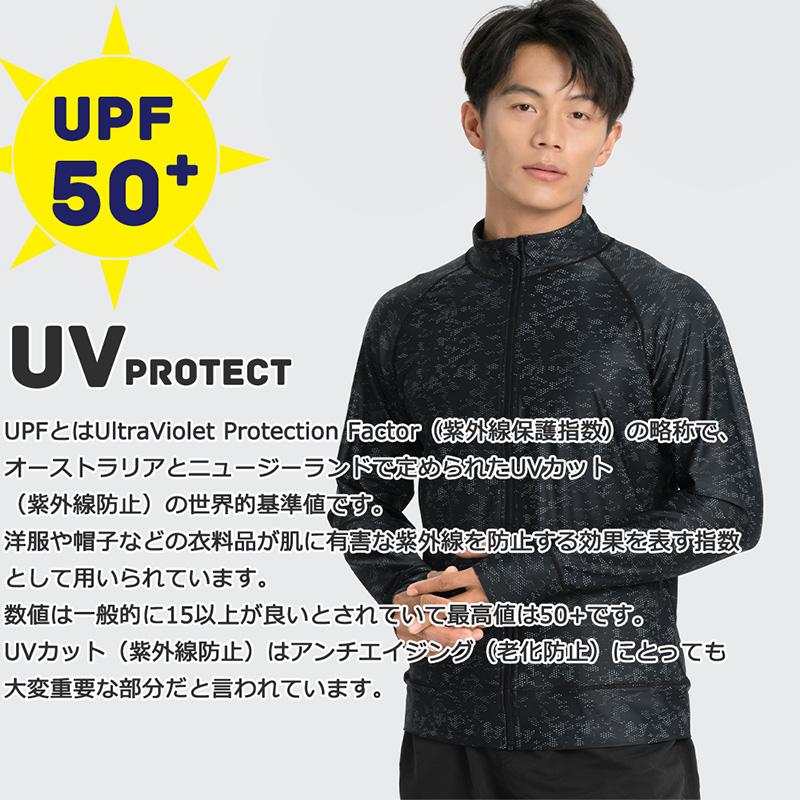 LEISURE SPORT ファスナー付 ポケット ラッシュガード メンズ 長袖