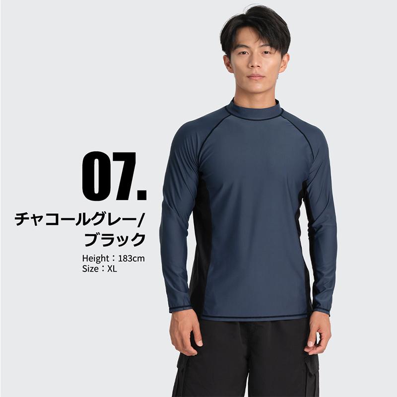 MARK & LONA ブラック 長袖シャツ　uvカット　夏用 LEISURE SPORT ラッシュガード メンズ 長袖 シャツ tシャツ 水着