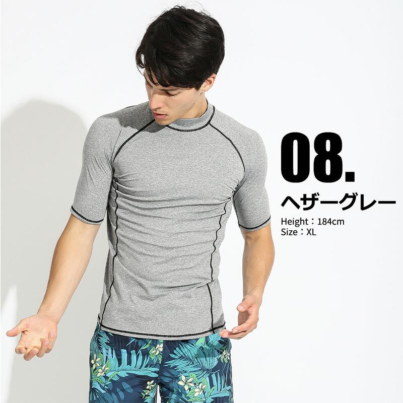 ラッシュガード メンズ 半袖 シャツ tシャツ 水着 大きいサイズ uvカット uv upf50+ 紫外線対策 日焼け予防 体型カバー プール 海 海水浴 サウナ サーフィン｜grandan｜20