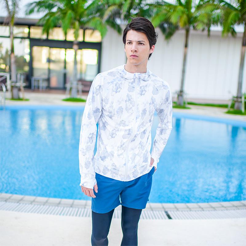 ラッシュガード メンズ ファスナーポケット付き 水着 パーカー ラッシュパーカー フード 長袖 Upf50 Uvカット Ls And East 通販 Yahoo ショッピング