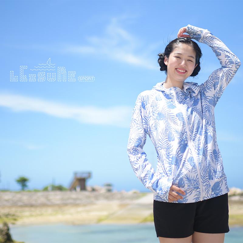 ラッシュガード レディース ファスナーポケット付き 水着 パーカー 女性 ラッシュパーカー フード 長袖 UPF50+ UVカット|grandan|02