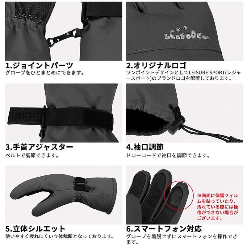 LEISURE SPORT スキー スノーボード グローブ メンズ スキーグローブ