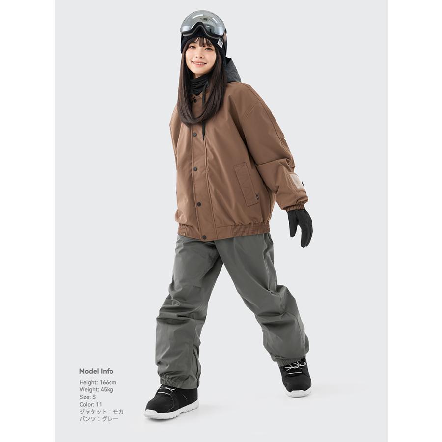 【美品】アクレイス　スノーボードウェア　上下セット　レディースM ブラック×モカ ACTLEIS スキーウェア スノーボードウェア レディース 上下