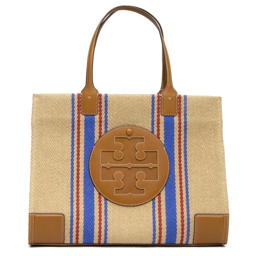 ハッピープライス トリーバーチ Blue Tory Burch ファッション トートバッグ レディースファッション ナチュラル リーガルブルー Ella Linen Stripe Bag 811 Blue ブランドショップgrande Tokyo Tote Natural Regal
