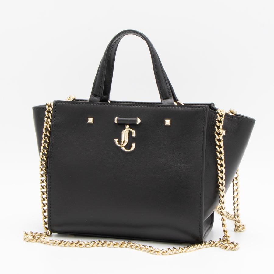 [Jimmy Choo] Jimmy Choo JC Logo Varenne Top Handle 2WAY Tote Shoulder Bag Black [Used] [Authenticated/Genuine Product Guaranteed] 214359