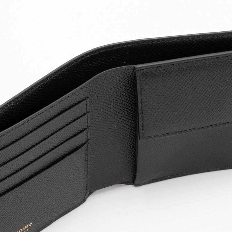 フェラガモ FERRAGAMO 2つ折り財布(小銭入れ付き) ブラック MICRO GANCIO 661454 775646 BLACKの画像