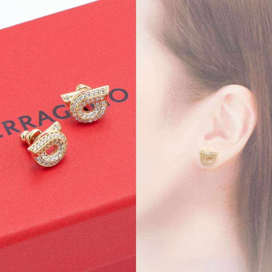 Salvatore Ferragamo ゴールド ピアス 美品 サルヴァトーレフェラガモ