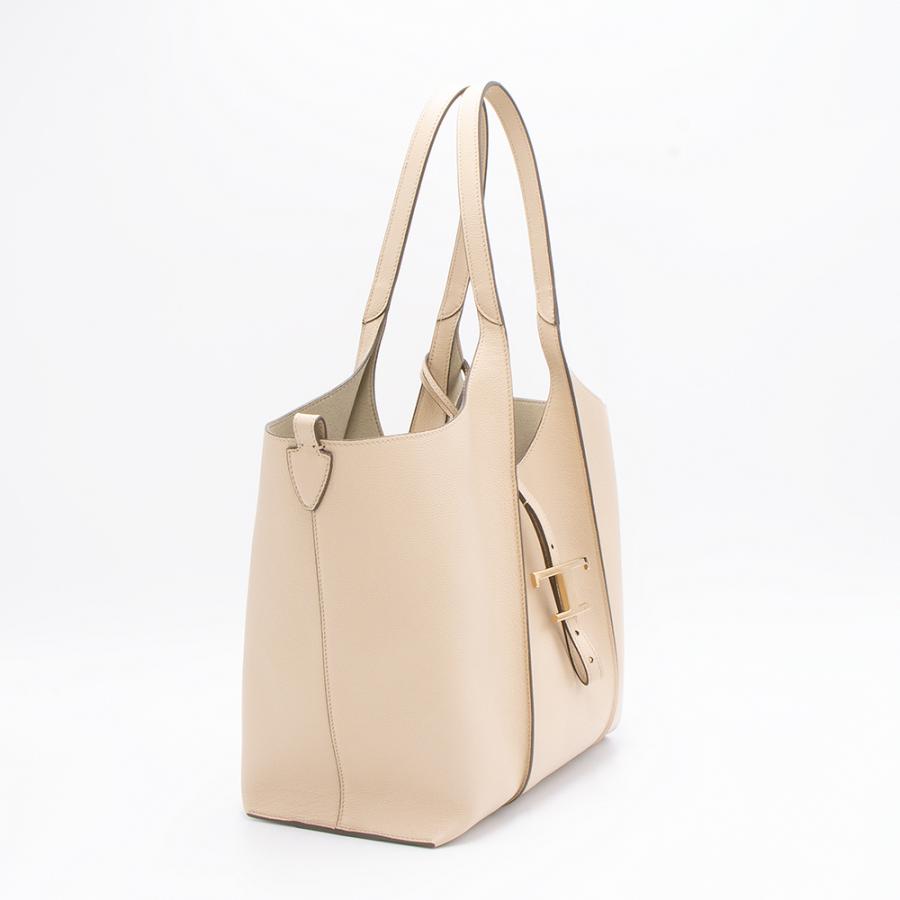 極美品　トッズ　Ｔタイムレスベージュ レザートートバッグ TOD'S（トッズ） トートバッグ ベージュ T TIMELESS T タイムレス