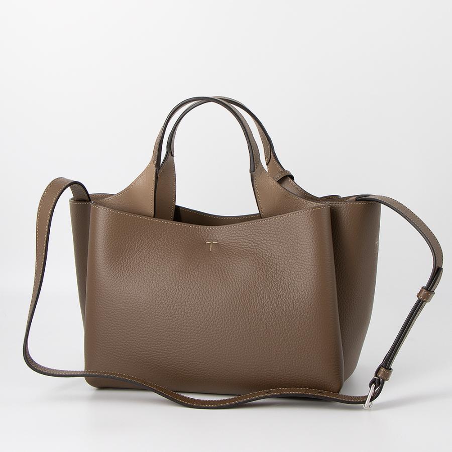 美品■トッズ ハンドバッグ 2way エンボスロゴ レザー ダークブラウン 袋付 トッズ TOD'S ショルダーバッグ ハンドバッグ Tタイムレス マイクロ