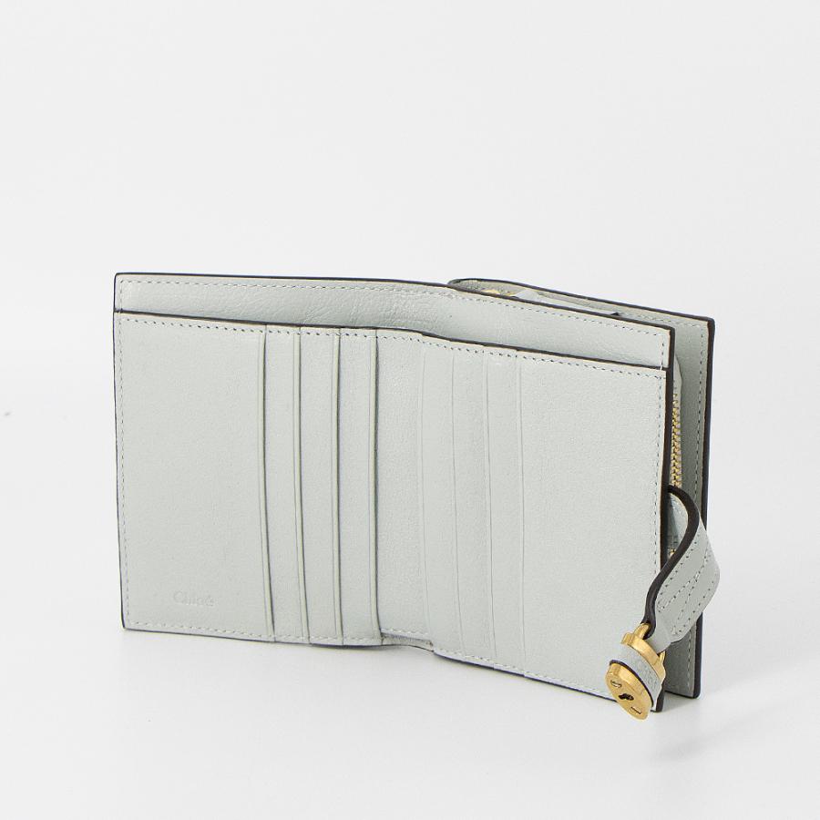 クロエ CHLOE 2つ折り財布 グレインレザー PADDINGTON スクエアウォレット CH26SP916O37 344 AQUA GREYの画像