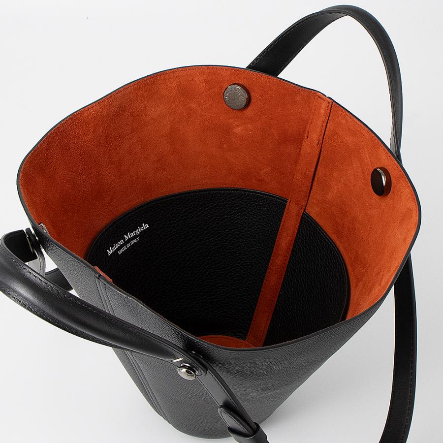 最終価格 美品PLAN C マルニ マルジェラ ラムレザートートバッグ ブラック Maison Margiela（メゾンマルジェラ） トートバッグ ブラック/オレンジ