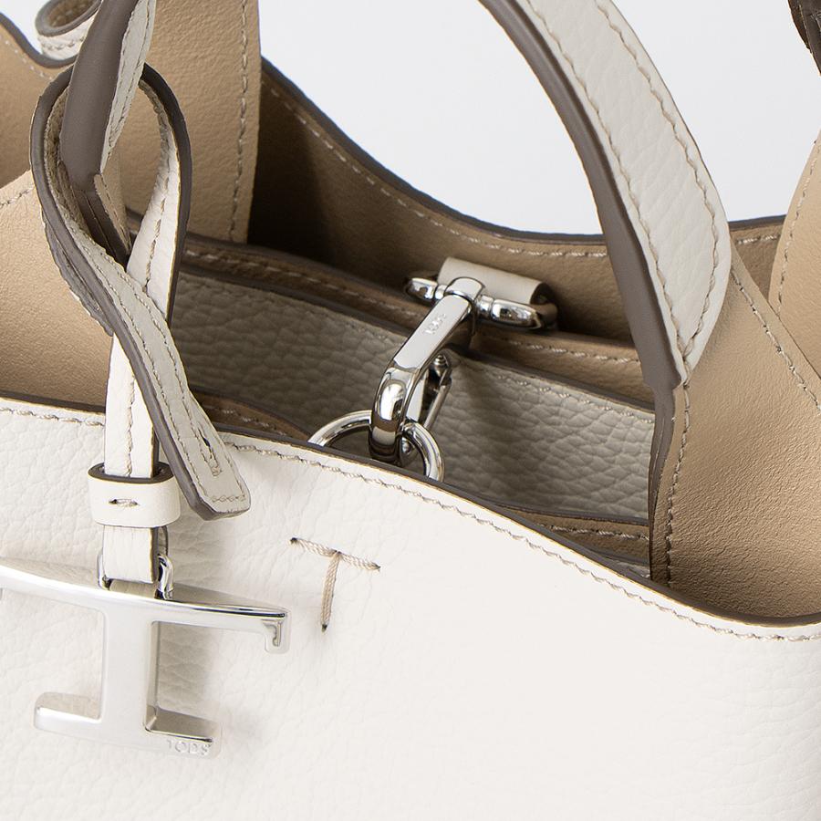 TOD'S （トッズ）ハンドバッグ 白（ホワイト） レザー TOD'S（トッズ） トートバッグ(2WAY仕様) マイクロ Tタイムレス