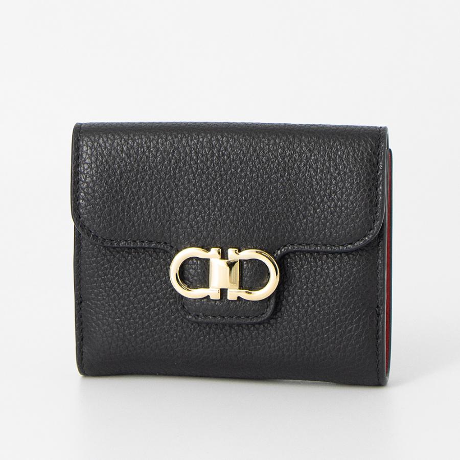 フェラガモ 二つ折り財布ブラック Salvatore Ferragamo フェラガモ FERRAGAMO 二つ折り財布 ワンダ