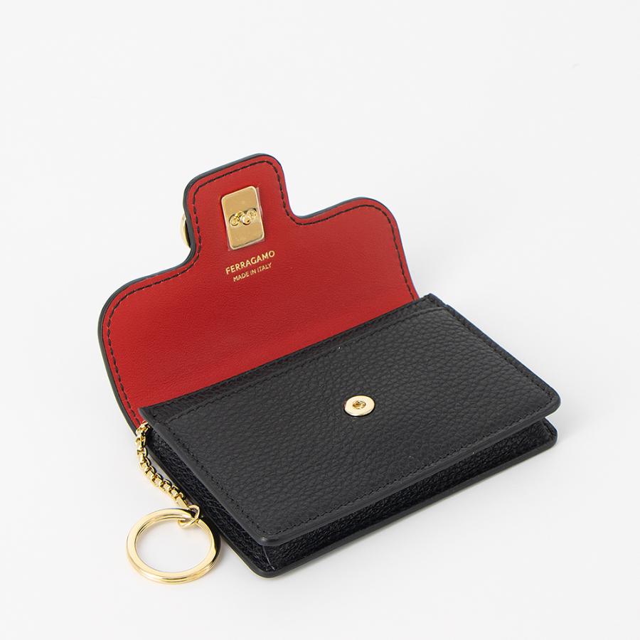 【美品】フェラガモ ガンチーニ カードケース キーリング ミニウォレット FERRAGAMO（フェラガモ） キーリング付きカードケース 名刺入れ ミニ