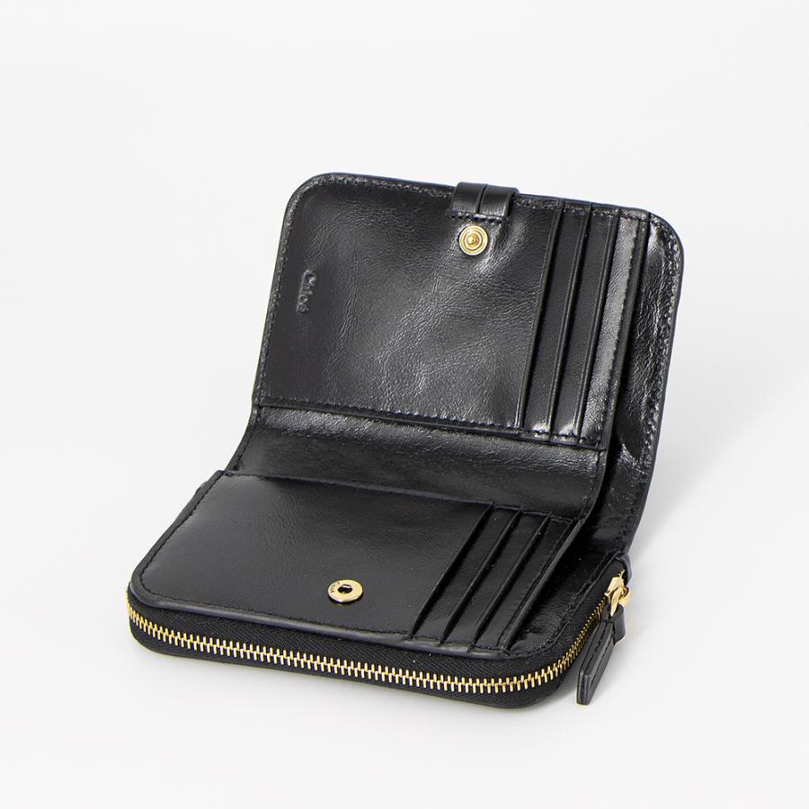 クロエ CHLOE 2つ折り財布 シャイニーレザー ALPHABET CHC25SP534O16 001 BLACKの画像