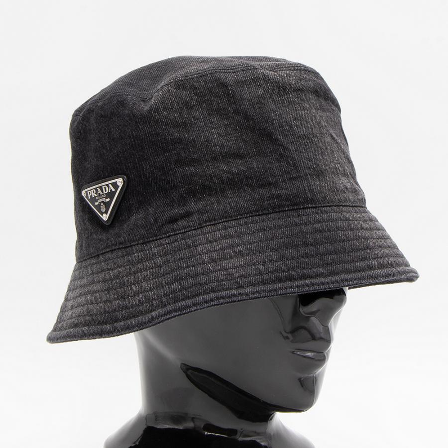 プラダ PRADA ユニセックス デニムバケットハット ブラック 2HC137 
