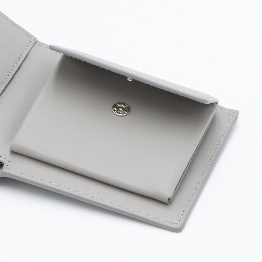 ロエベ バイフォールド コインウォレット 折り財布 現行品 グレー バイフォールド コインウォレット（ソフトグレインカーフ