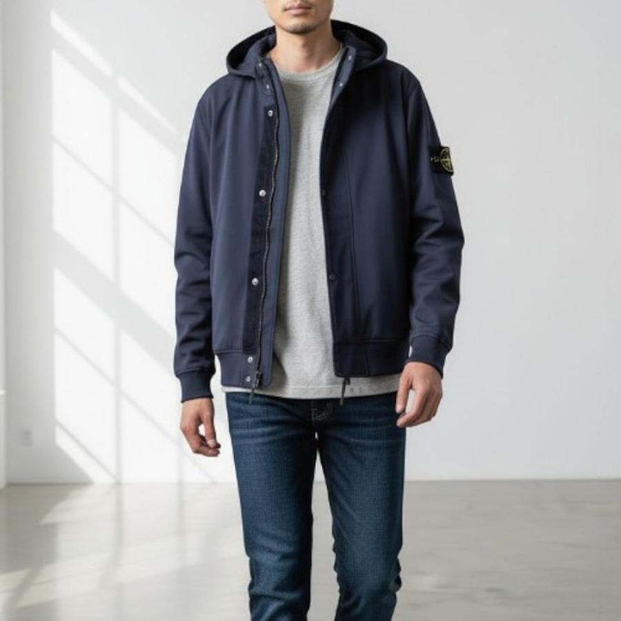 ストーンアイランド LIGHT SOFT SHELL-R ダブルジップ ブルゾン STONE ISLAND（ストーン アイランド） メンズ ブルゾン ネイビー LIGHT