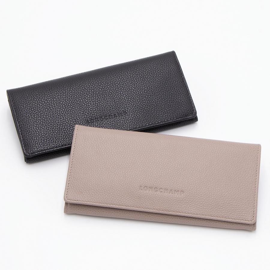 美品　LONGCHAMP(ロンシャン) 二つ折り財布 クロコ型押しレザー LONGCHAMP（ロンシャン） LONGCHAMP 2つ折り長財布(小銭入れ付き) LE