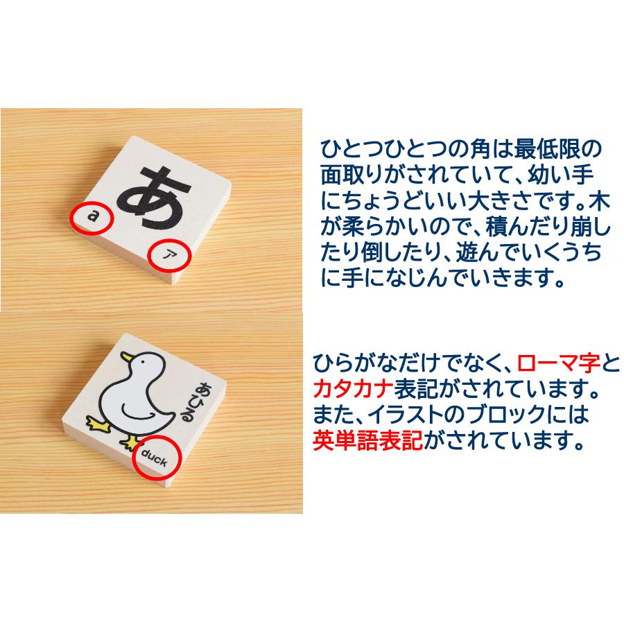 NICHIGAN（ニチガン） ひらがなつみき 積み木 文字ドミノ 日本製 木の