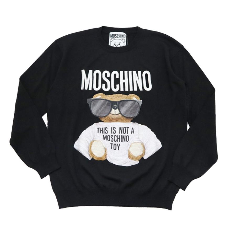 MOSCHINO モスキーノ メンズ サングラスベア 熊 刺繍 長袖ニット MOSCHINO モスキーノ メンズ サングラスベア 熊 刺繍 長袖ニット