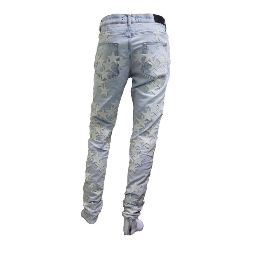 AMIRI AMIRI アミリ メンズ ダメージデニム ブルー レザー AMIRI AMIRI アミリ メンズ ダメージデニム ブルー レザー