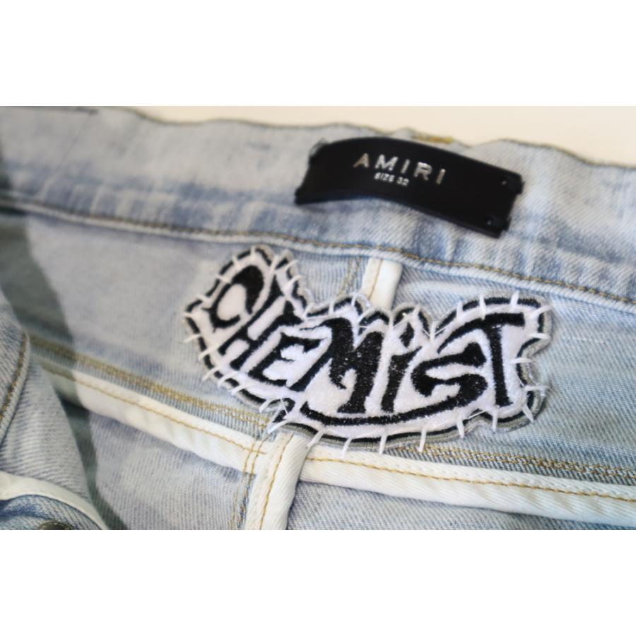 AMIRI AMIRI アミリ メンズ ダメージデニム ブルー レザー AMIRI AMIRI アミリ メンズ ダメージデニム ブルー レザー