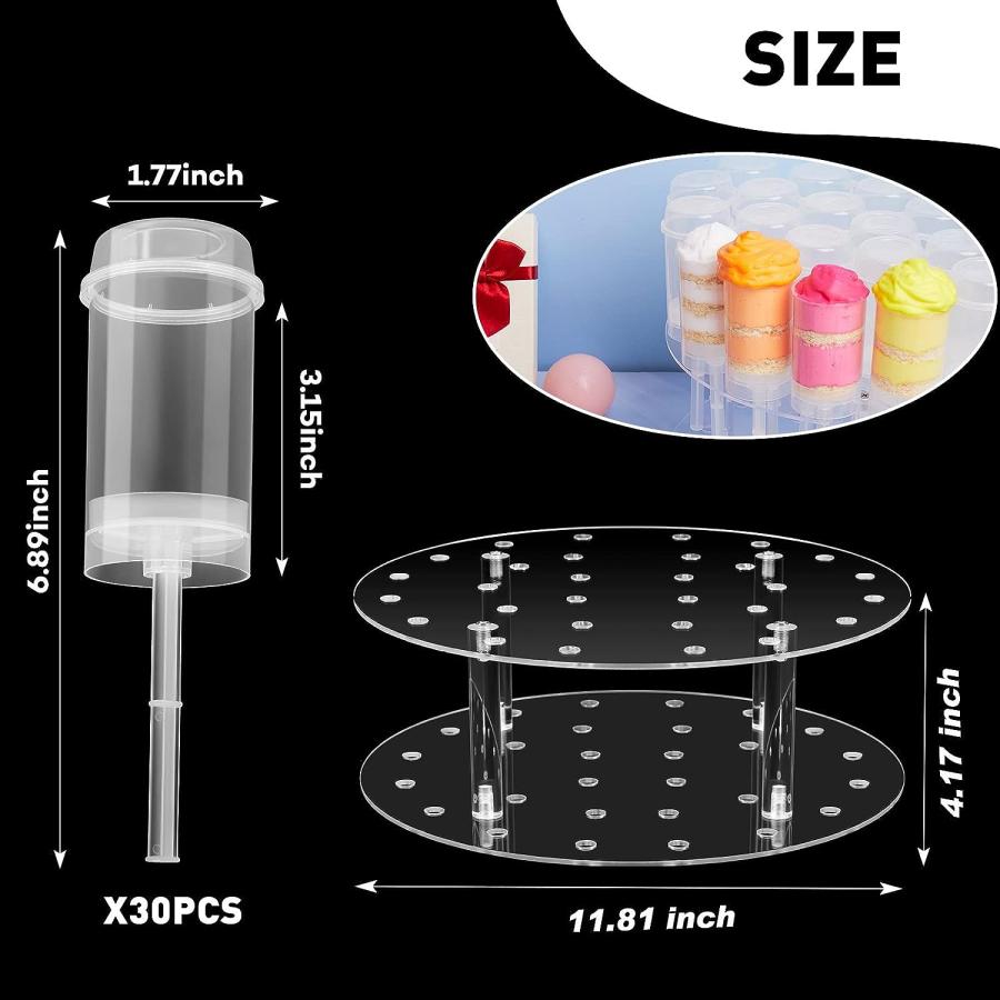 30穴プッシュポップケーキスタンド　30個　クリアケーキポップシューター　蓋付き　ケーキポッ　シューターカップ　プラスチックケーキ容器　プッシュアップコンテナ