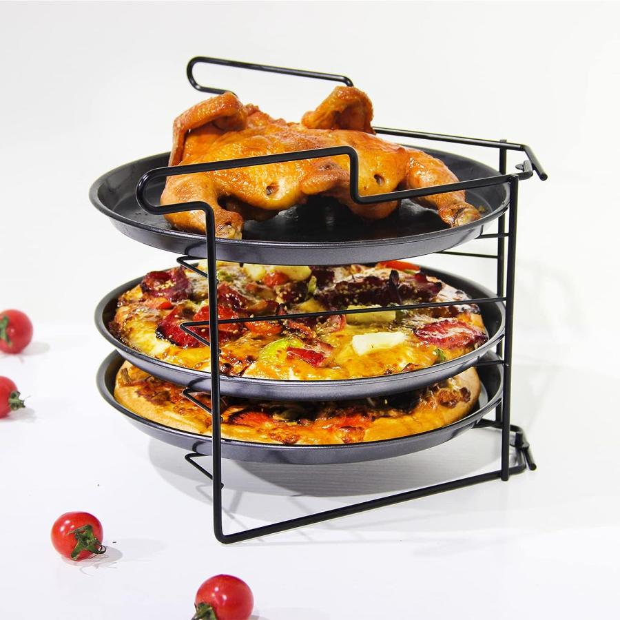 VANLAMNI Pizza Baking Set with Wire Metal Pizza Rack and Circular Pizza Pans 11 inch Non-stick Pizza Trays for Oven　並行輸入品 - 2