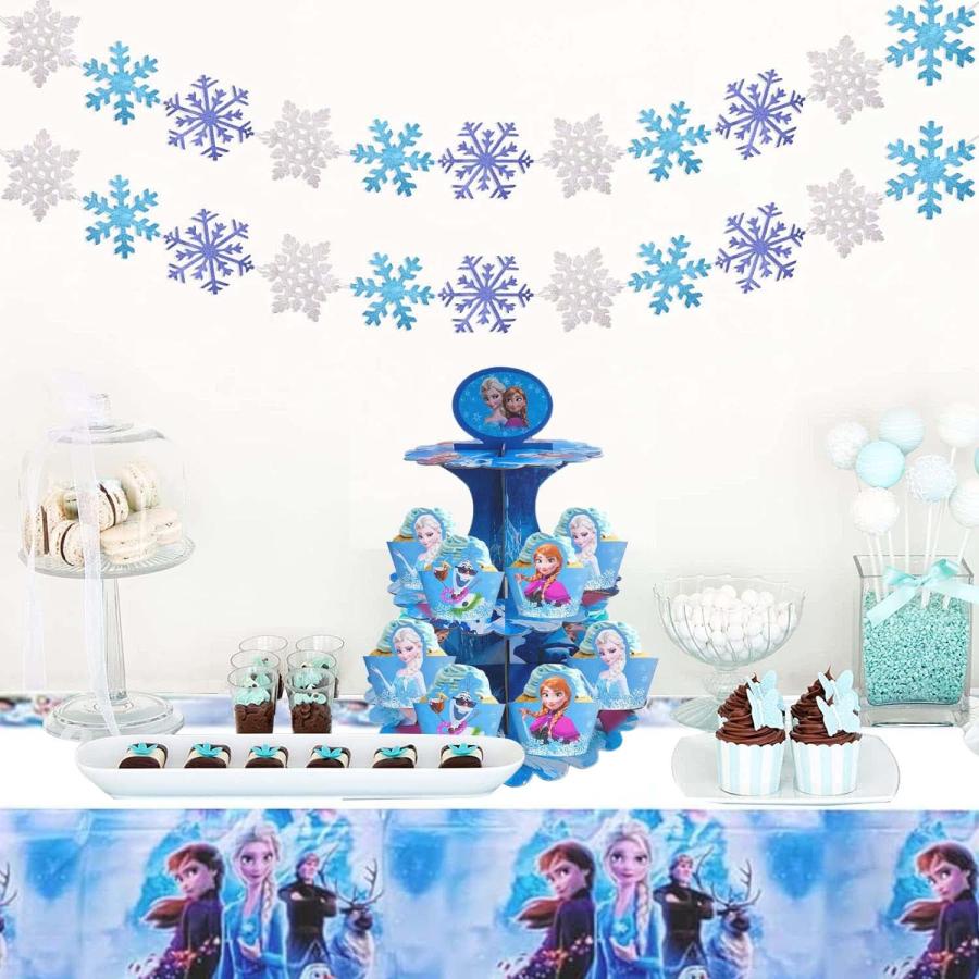 3-Tier　Frozen　Cupcake　Stand　Wint　Birthday　Party　Frozen　Themed　Themed　Elsa　Supplies　Girl　Birthday　Birthday　Baby　Centerpiece　Party　Princess　Shower