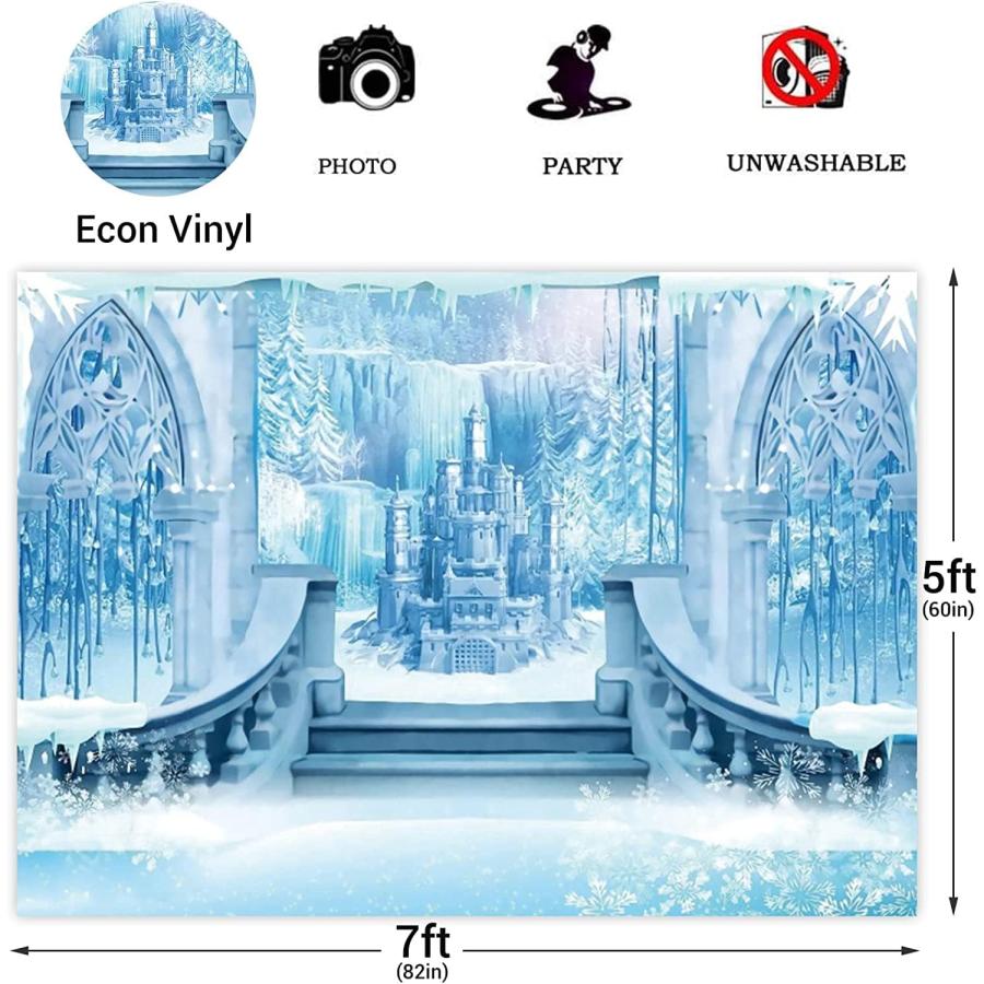 15x10ft　Castle　Backdrop　Winter　Landscape　Ice　Photography　Ice　Snowflake　for　Girl　Blue　Background　Wonderland　Winter　Snow　Backdrop　Princess　Castle　Bab