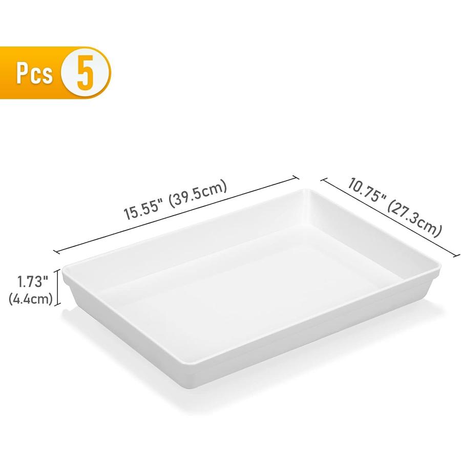Moretoes　5pcs　Serving　Snack　Platters　Tray　Inches　Trays　Food　11　16　Cookies　for　x　Dessert　for　BPA　for　Party　Stackable　F　Serving　Plastic　White　Food