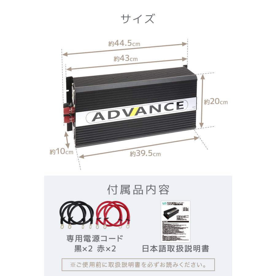 【定格出力2000W】インバーター 非常用電源 12V 100V ポータブル電源 定格 2000W 最大 4000W 修正波 疑似正弦波 矩形波 切替可能 自動車用｜grandfesta｜12