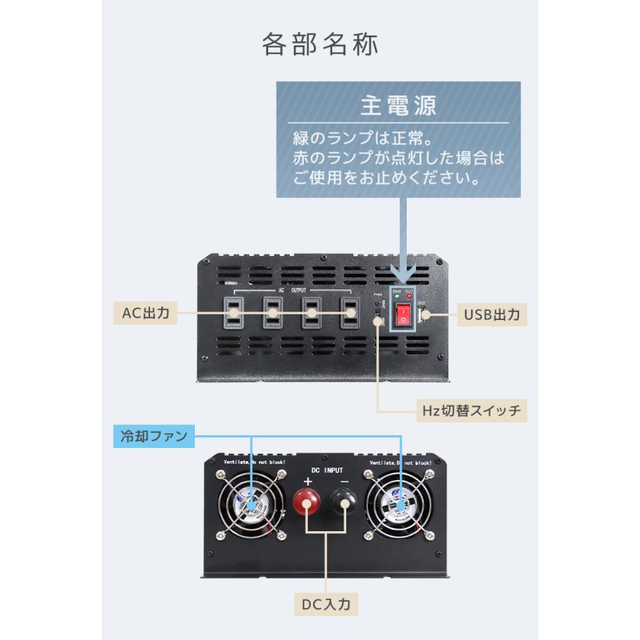 特価注文 【定格出力2000W】インバーター 非常用電源 最大4000W 修正波 疑似正弦波 矩形波 切替可能 自動車用 発電機 ポータブル電源