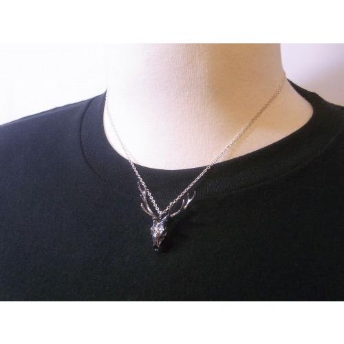 新品本物 Galleria 送料無料 Grand 鹿スカルネックレス 彼氏 メンズ 手作り ハンドメイド シルバー925 ペンダント ネックレス ペンダント チェーン長さ 35cm